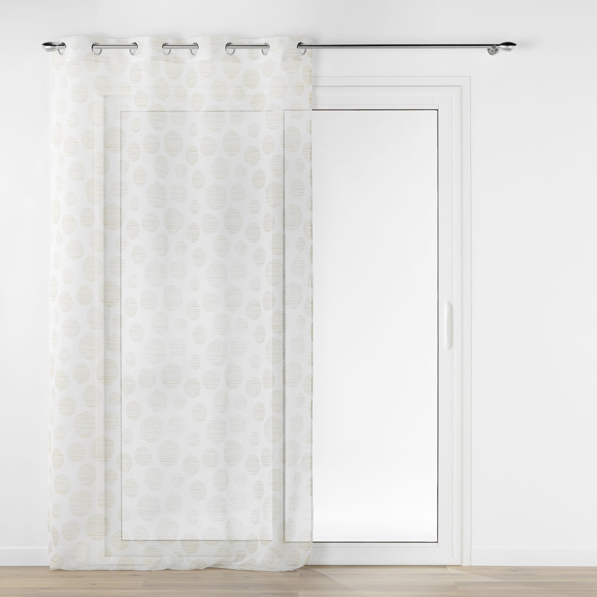 Douceur d'Intérieur, Lunile Natural Voile Curtain with Eyelets 137 x 240 cm Sandblasted Printed