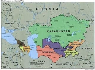 Gifts Delight Laminated 19x14 Poster Caucasus Central Asia Political map 2000