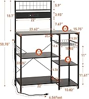 Vista 2 de Bakers Rack with Power Outlet, Bakers Rack with Storage, Microwave Stand with Storage for Home Use, Bakers Rack for Kitchen with Storage Cabinet