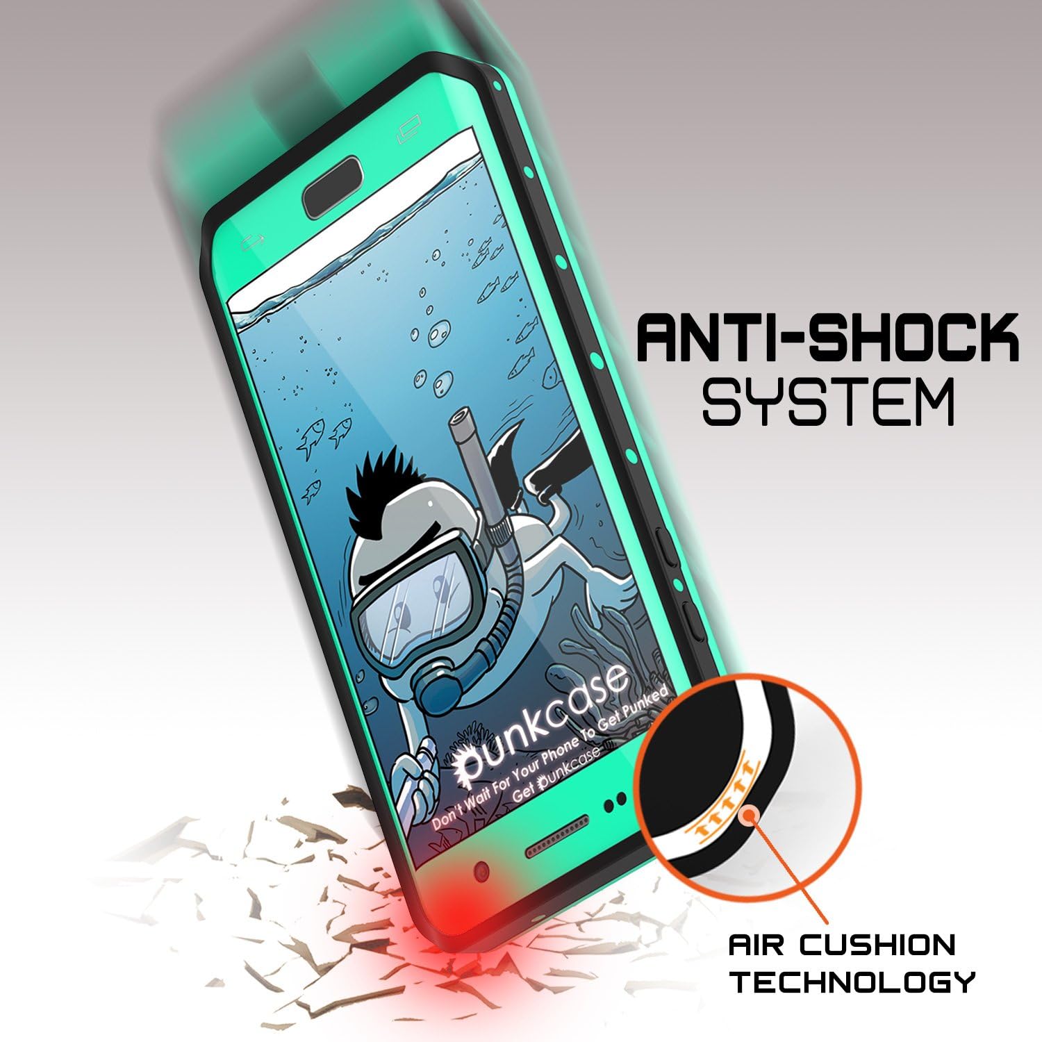 PunkCase Galaxy S7 Edge Waterproof Case, [StudStar Series] [Slim Fit] [IP68 Certified] [Shockproof] [Dirtproof] [Snowproof] Armor Cover for Samsung Galaxy S7 Edge [Teal]