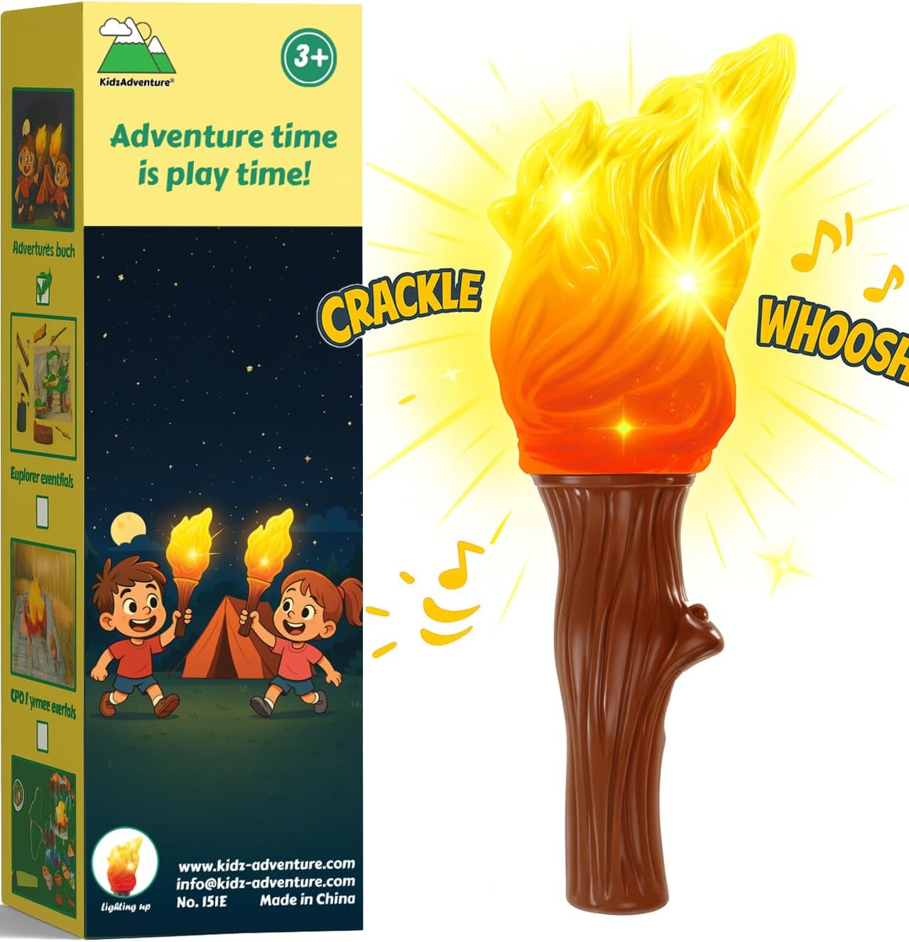 Kids Camping Toys - 2 Light Modes Kids Lantern Torch with Glowing Lights and Natural Sound Effects; Indoor/Outdoor Flashlights for Toddlers - Great Halloween, Holiday and Birthday Gift Ideas