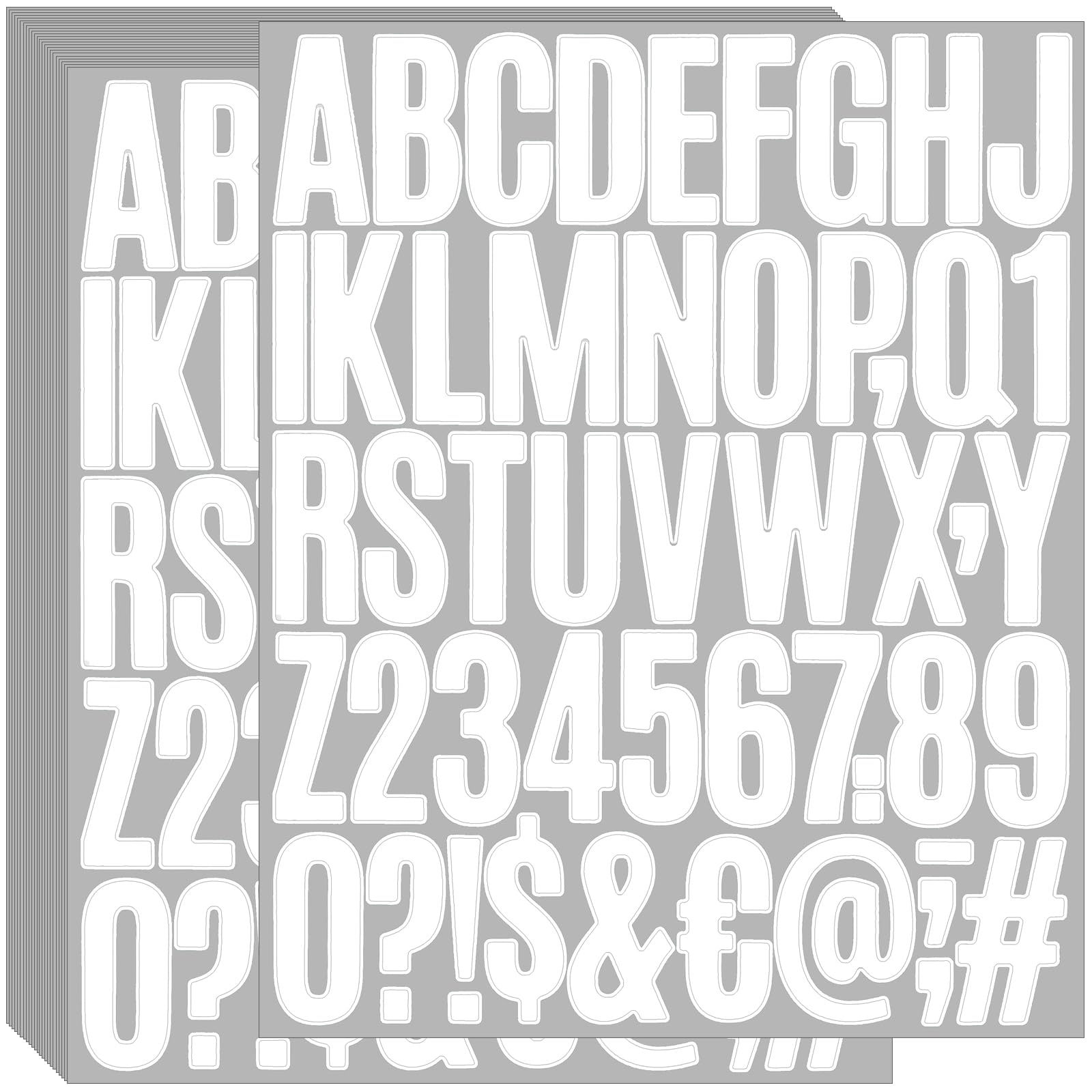 Bemeol 24 Sheets Large Letter Sickers 2 inch Vinyl Letter Alphabet Number Stickers for Bulletin Board Classroom Mailbox Window Door Home Decor(White)