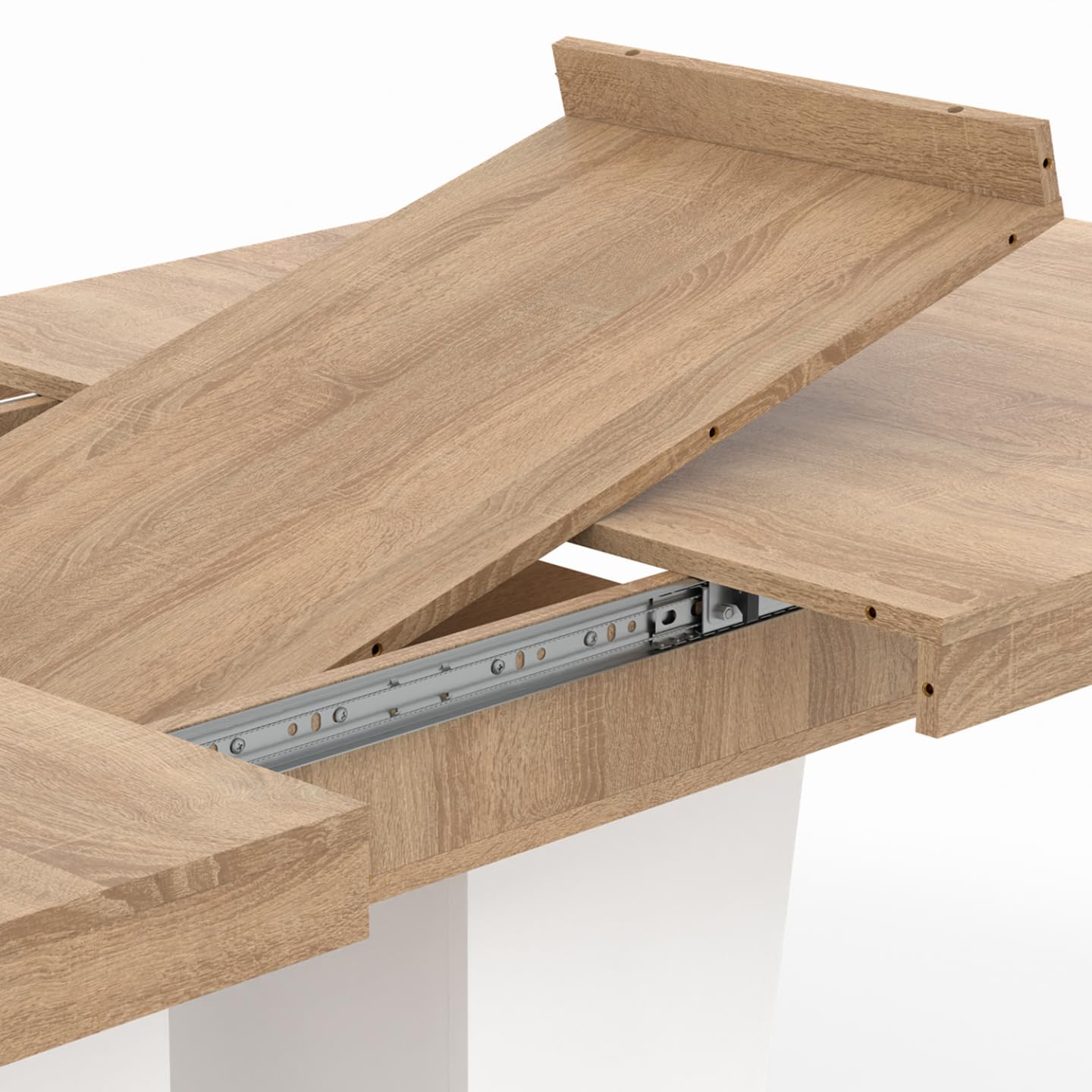 IDMarket - ELIAD mesa de comedor rectangular extensible 6-10 personas madera y blanco 160-200 cm