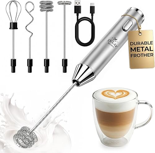 Miniatura 55 de Zulay - Potente espumador de leche con 4 pilas Duracell incluidas, manual, potente espumador de leche para capuchino, frappé, matcha y crema