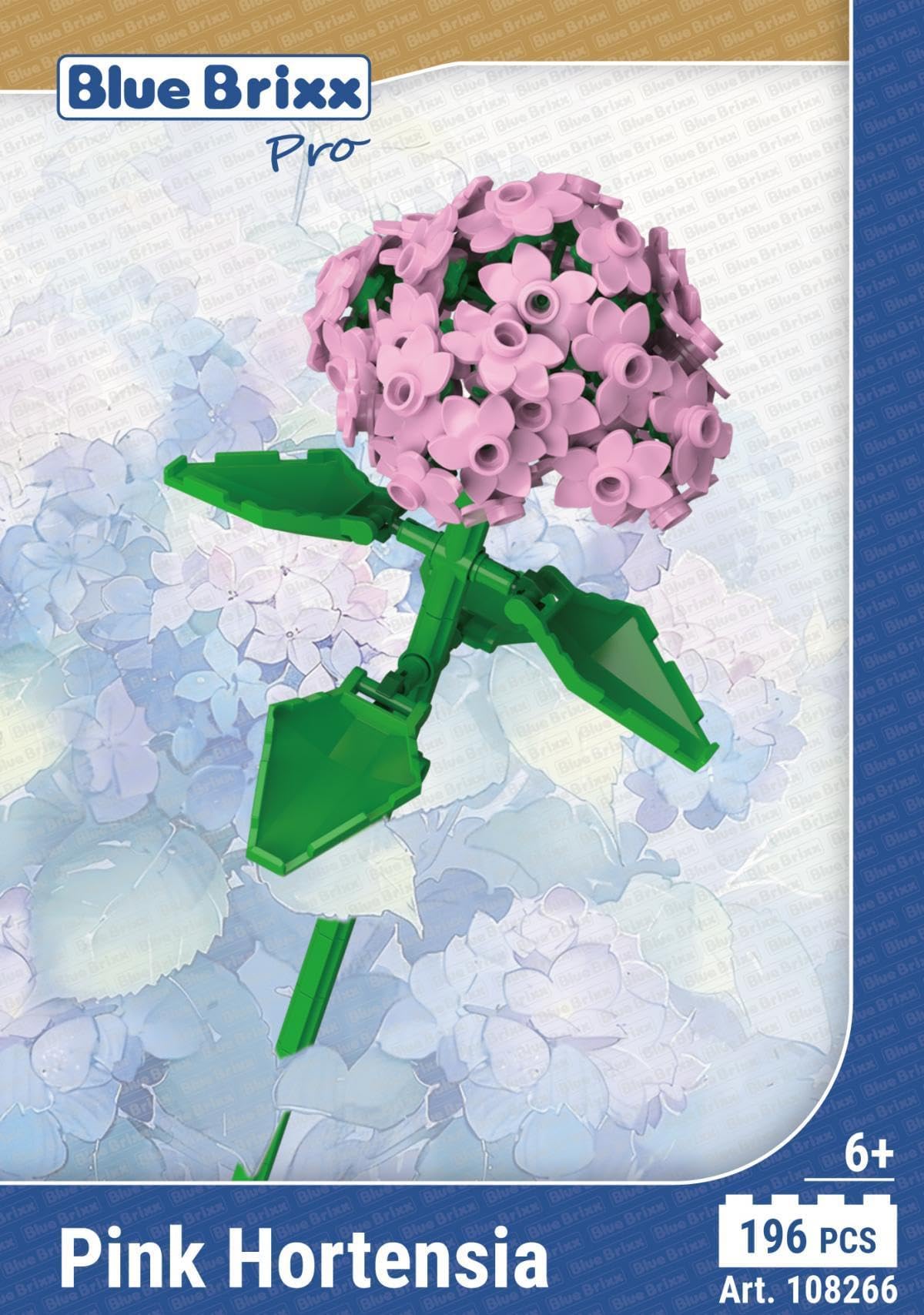 Pro 108266 - Pink Hydrangea made of interlocking bricks with 196 components
