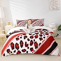 Vista 23 de Juego de funda de edredón para niños con estampado de leopardo, tamaño individual, juego de ropa de cama de moda de piel de guepardo abstracto
