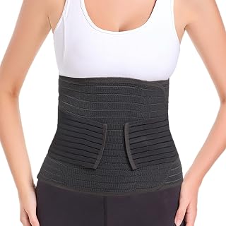 Funcy Abdominal Binder Post Surgery for Men and Women, Postpartum Belly Support Wrap Support Recovery Band, C section Tummy Tuck Herina Recovery Compression Belt (Black, One Size)