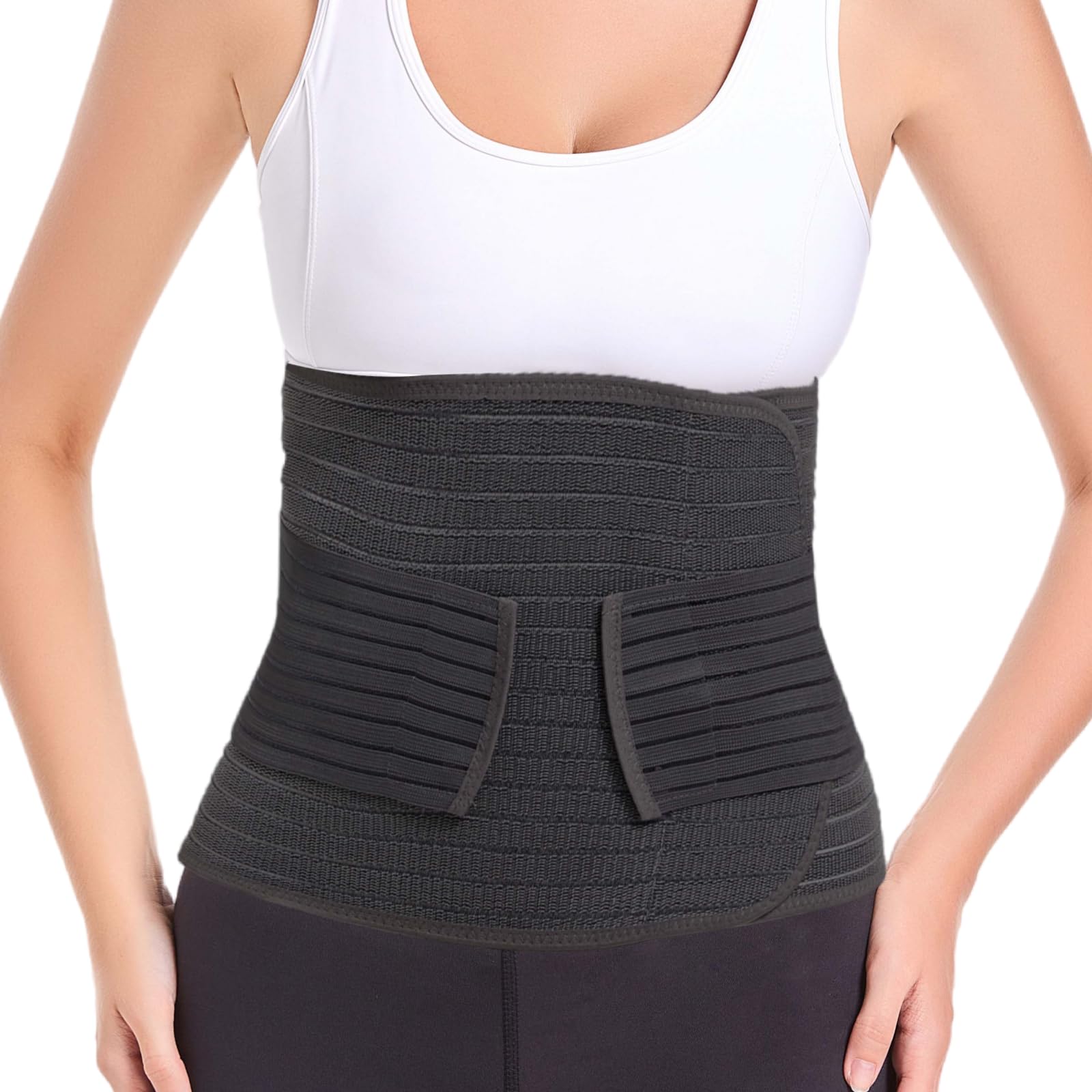 Funcy Abdominal Binder Post Surgery for Men and Women, Postpartum Belly Support Wrap Support Recovery Band, C section Tummy Tuck Herina Recovery Compression Belt (Black, One Size)