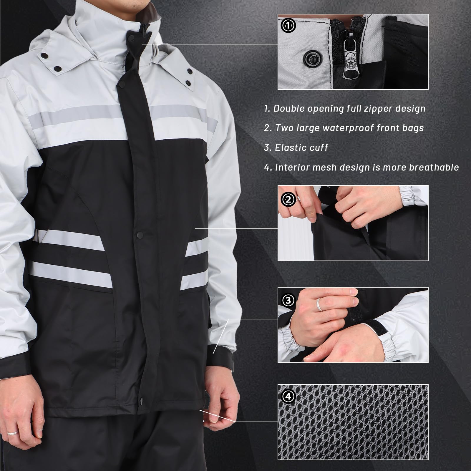 Traje de lluvia Impermeable, Chaqueta y Pantalones Ligeros con Capucha, Chubasquero Unisex para Exteriores, Ropa Impermeable con Capucha Antitormenta