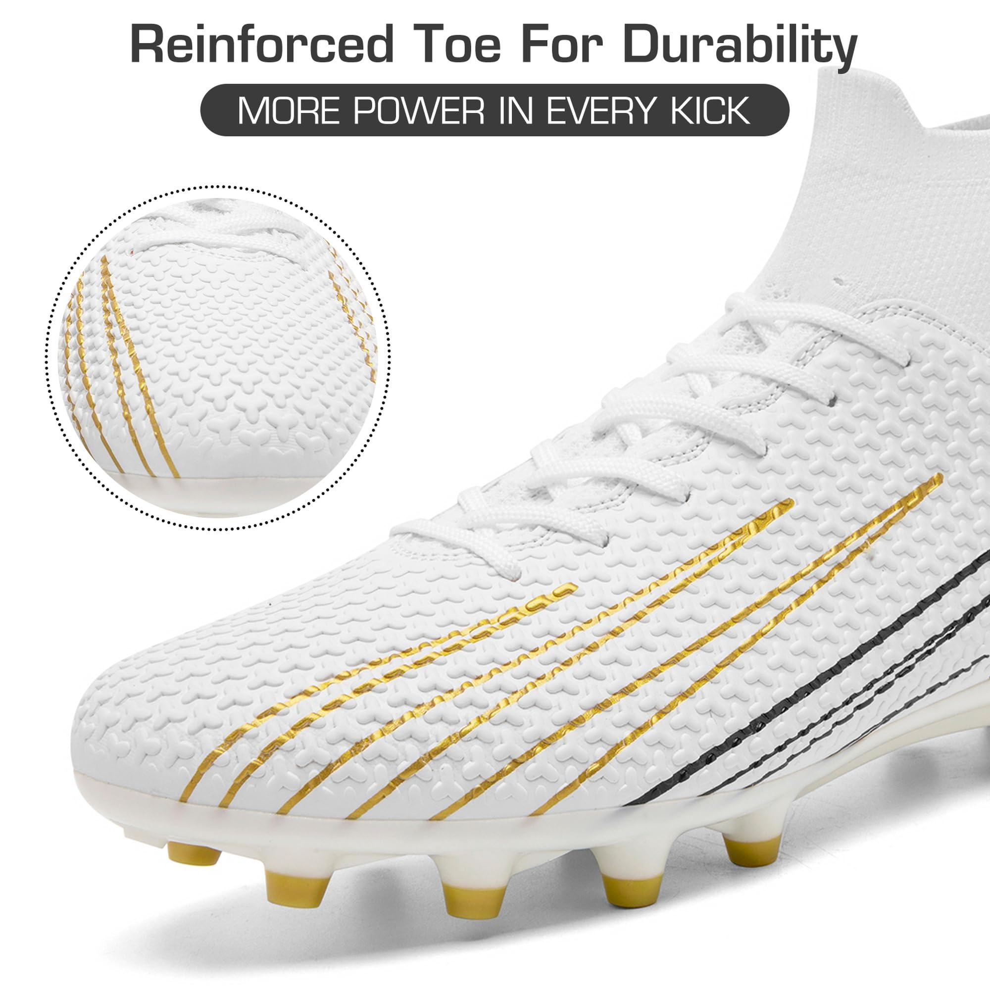 DimaiGlobal Scarpe da Calcio con Tacchetti​​ Uomo Donna Scarpe da Calcetto per Prato Artificiale Futsal e Allenamento per Interno/Esterno High Top Antiscivolo Junior