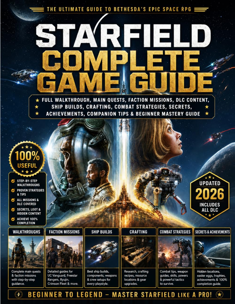 STARFIELD COMPLETE GAME GUIDE: Full Walkthrough, Main Quests, Faction Missions, DLC Content, Ship Builds, Crafting, Combat Strategies, Secrets, Achievements, Companion Tips & Beginner Mastery Guide