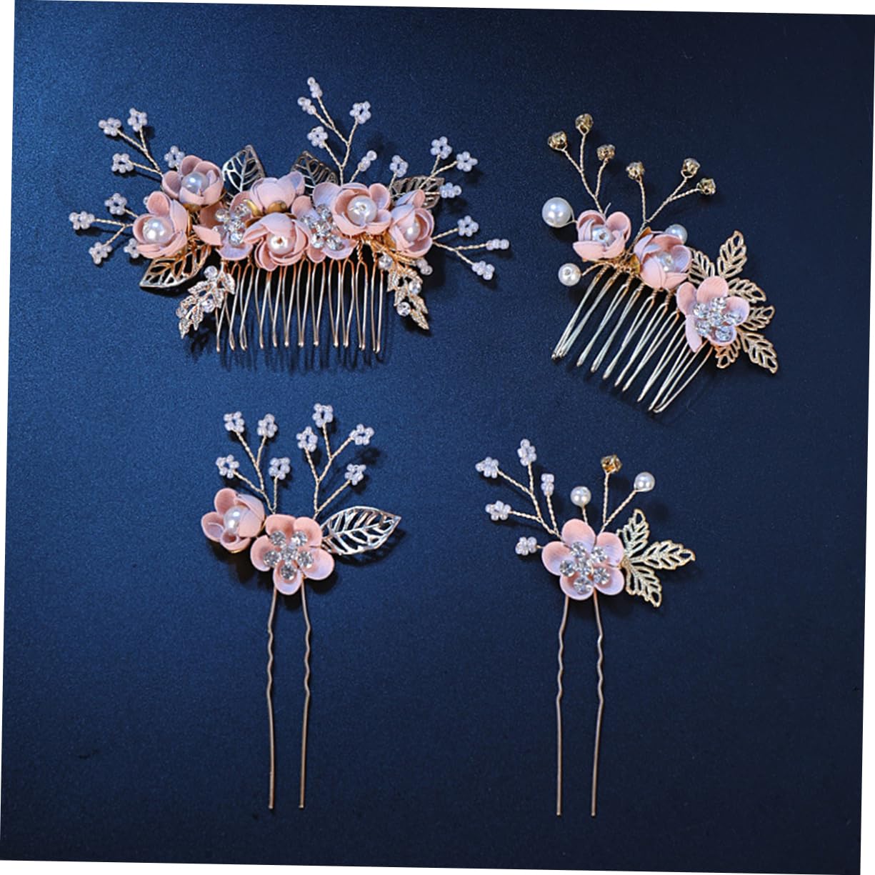 MAGICLULU 8 Stk Blumenkamm-haarnadel-set Haarnadeln Hochzeitshaarspangen Für Bräute Blumendekor Blumenkopfschmuck Haar Klammern Hochzeit Haarkamm Rosa Koreanisch Braut Plastik Einstellen