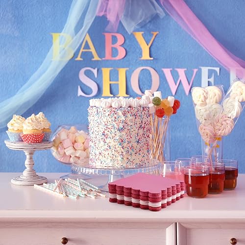 Miniatura 60 de Zhanmai Paquete de 100 servilletas de cóctel de 5 x 5 pulgadas, servilletas festoneadas de papel de color degradado con bordes festoneados, almuerzo