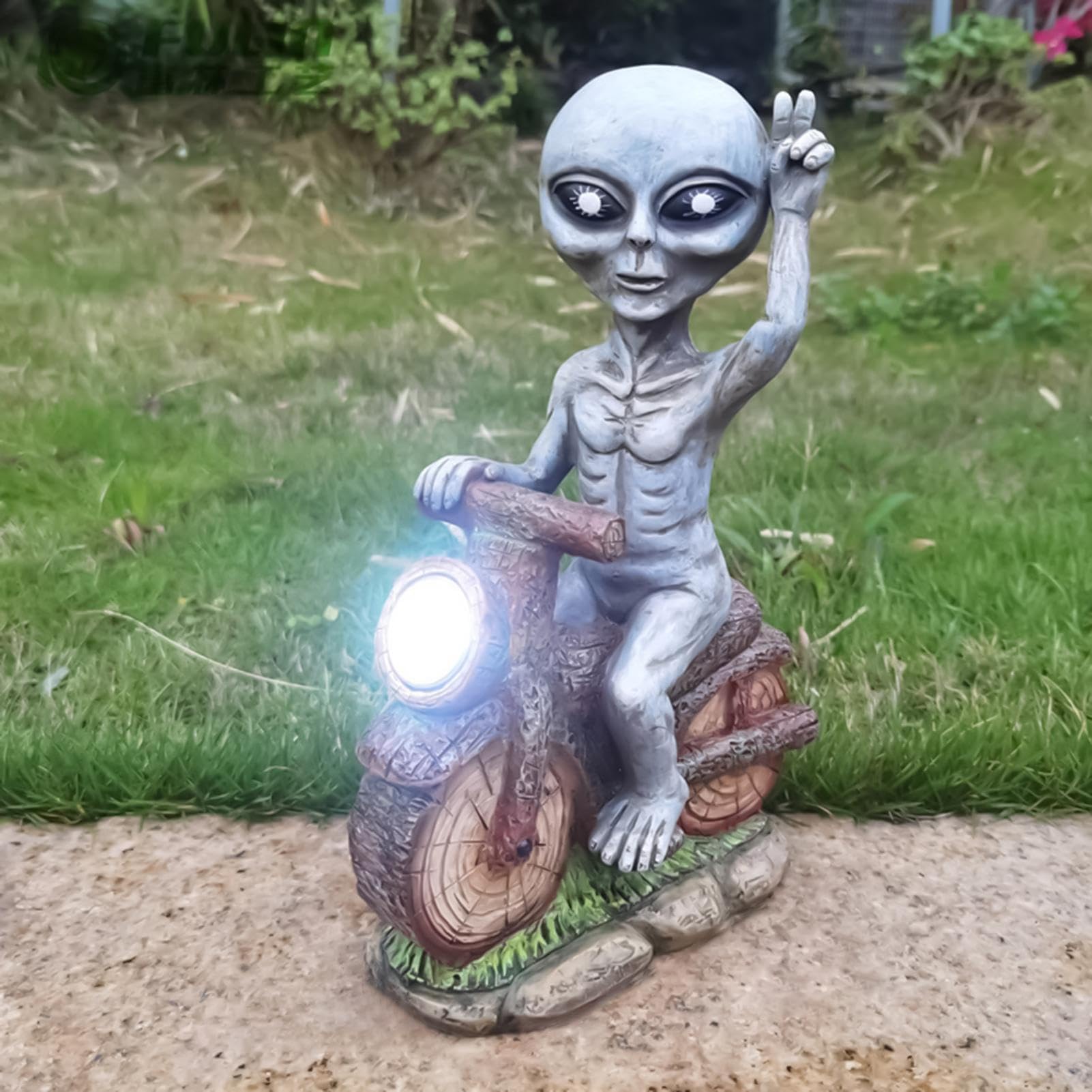 Aliene - Decorazione Capricciosa con Energia Solare | Statua Resina Aliena con Batteria Incorporata 300mAh Autonomia 8-10H | per Collezionisti Fantascienza Halloween Casa Enca