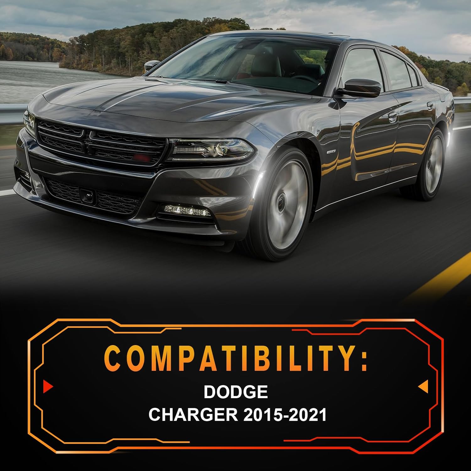 LED Side Marker Lights Compatible with 2015-2021 Dodge Charger Xstyle Light Beam [Patent Pending], Front Rear Bumper Marker Lamps All White Light, Clear Lens Pack of 4