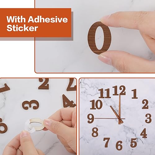 Miniatura 4 de Jetec Kit de números de reloj de madera de 75 piezas en 5 juegos de números de reloj árabe, accesorios autoadhesivos para decoración de bricolaje