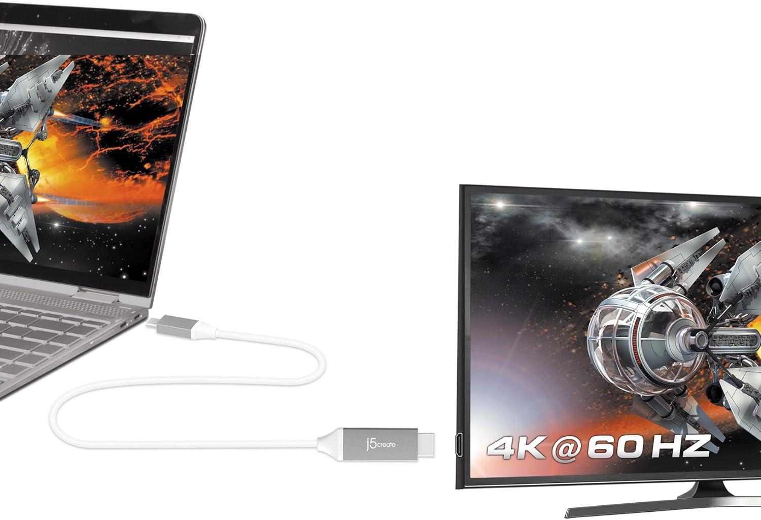 j5create USB Type C to 4K@60Hz HDMI 6ft Cable with HDMI ATC Certificate,Compatible with Thunderbolt 3/4, MacBook Pro/Air, iPad Pro, iPad Air 4, ChromeBook and More (JCC153G)