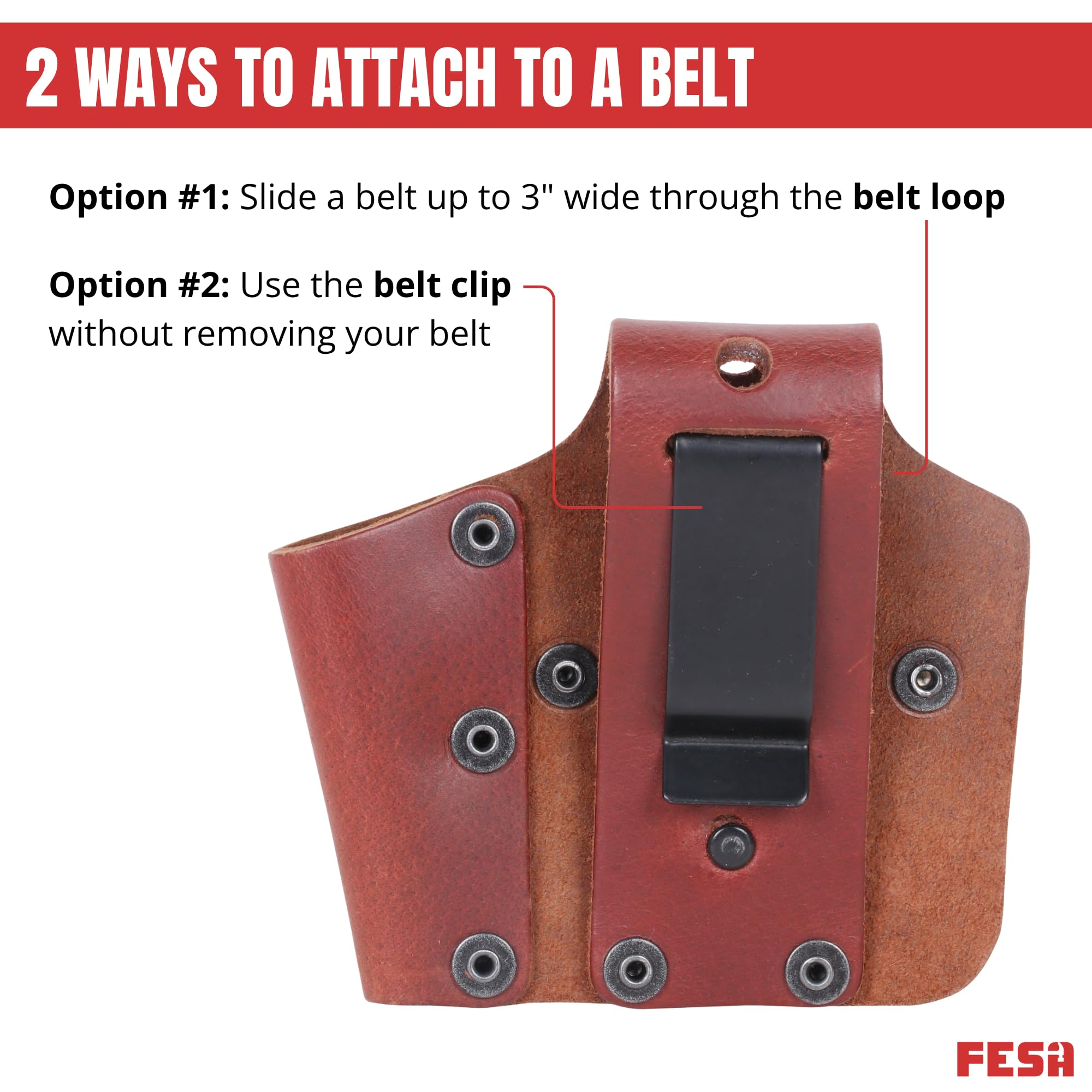 FESA Leather Tape Measure Holder, for DeWalt and Milwaukee Tools — Amazon image 4