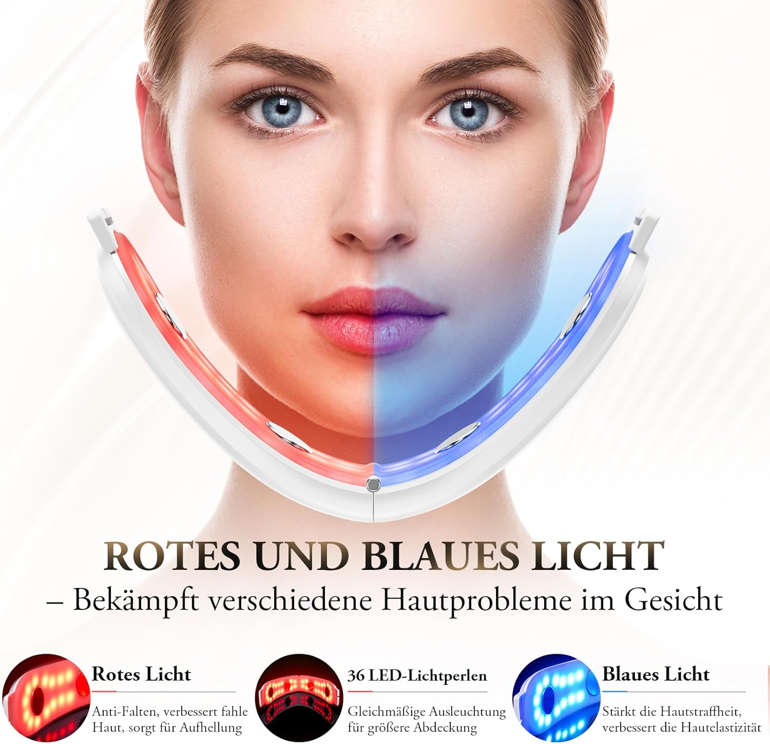 ANLAN Electric Face Massager showing red and blue light therapy