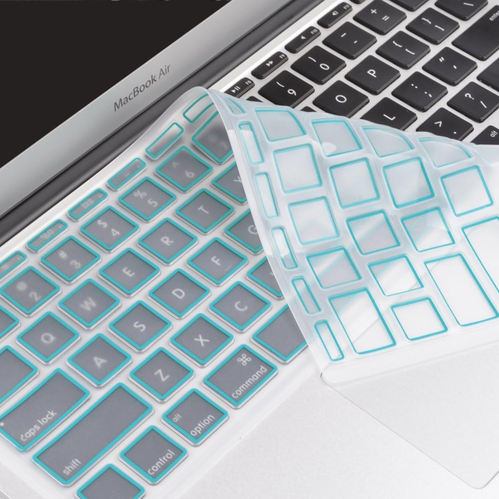 TOP CASE Square Silicone Keyboard Cover Skin Compatible with MacBook Air 11 inch Model: A1370 / A1465 with TOP CASE Mouse Pad (MacBook Air 11" A1370/A1465, Hot Blue)