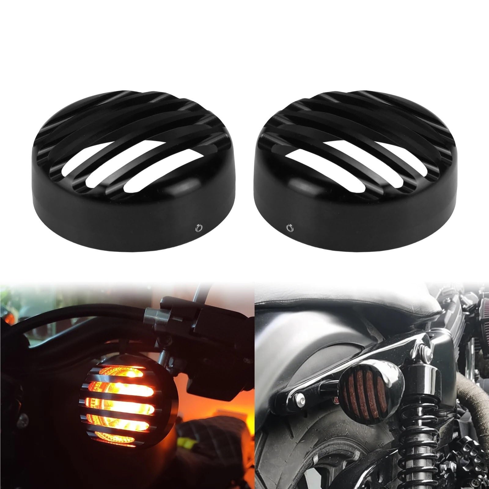 Osłona Reflektora Motocyklowego 2x Osłona kratki kierunkowskazów przednich i tylnych motocyklowych pasująca do Sportster 1992-2020(Rear Grill Cover)