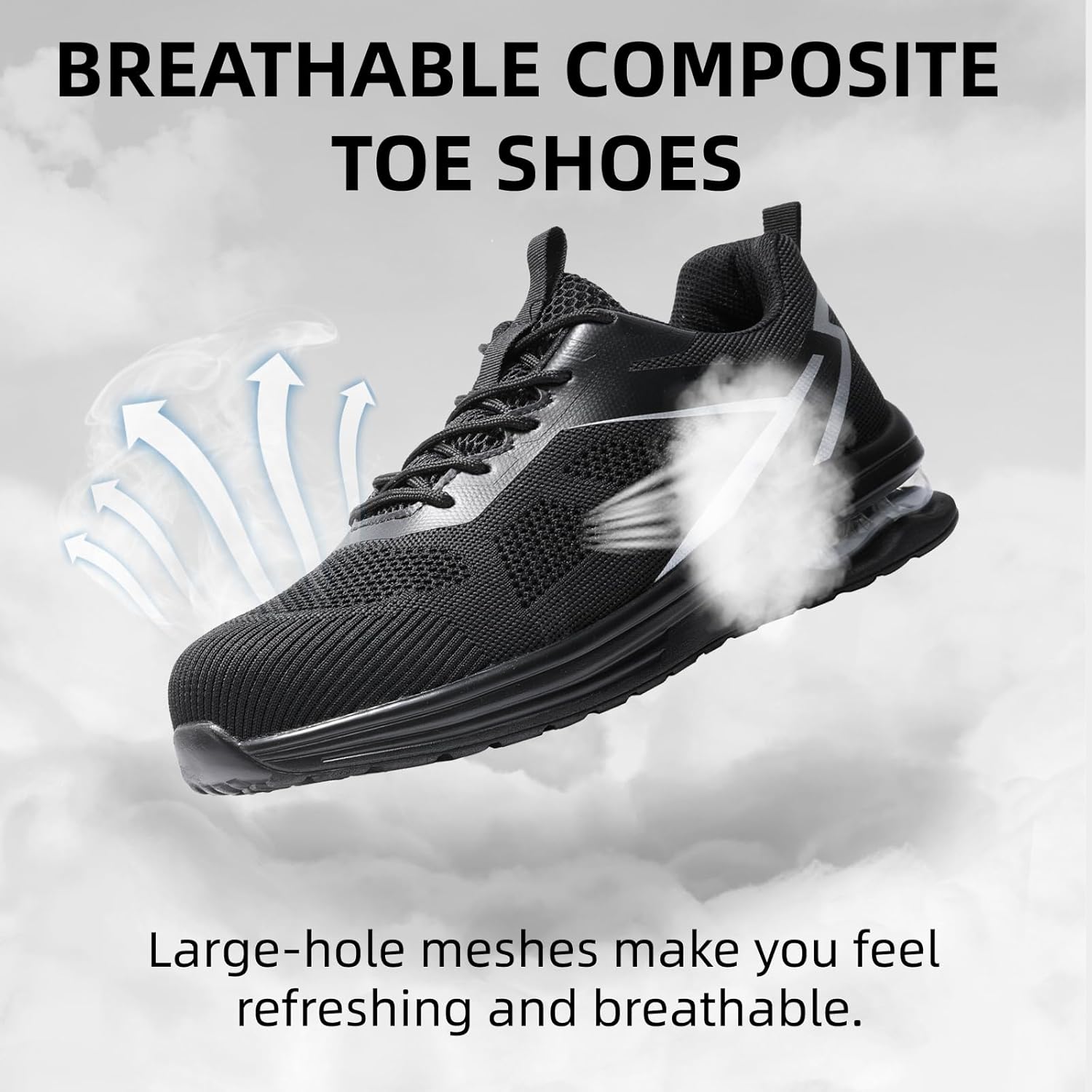 Furuian Composite Toe Shoes for Men Lightweight Safety Work Shoes Breathable Composite Toe Sneakers for Men Comfortable Indestructible Safety Work Sneakers