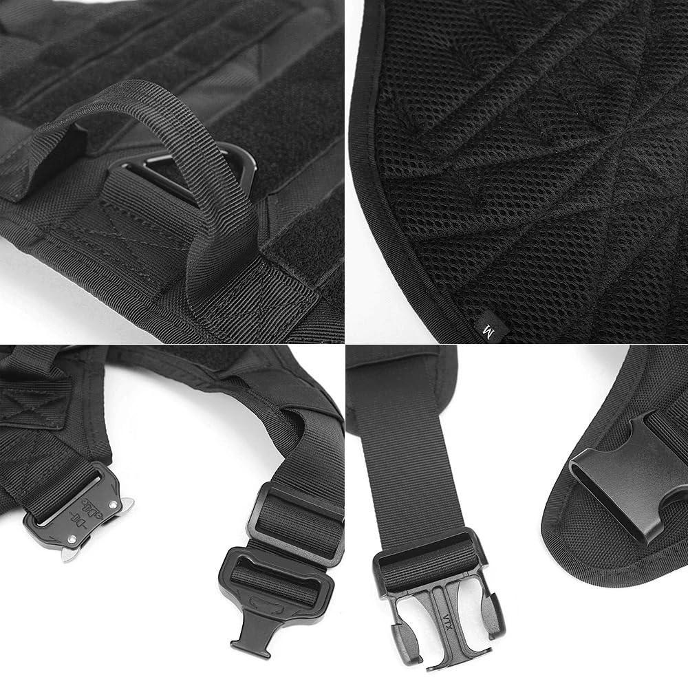 Correa de Perro Correa Ajustable Juego de arnés y Correa para Perros tácticos Hebilla de Metal Chaleco para Perros Grandes Arnés para Mascotas(ACU Harness,M)