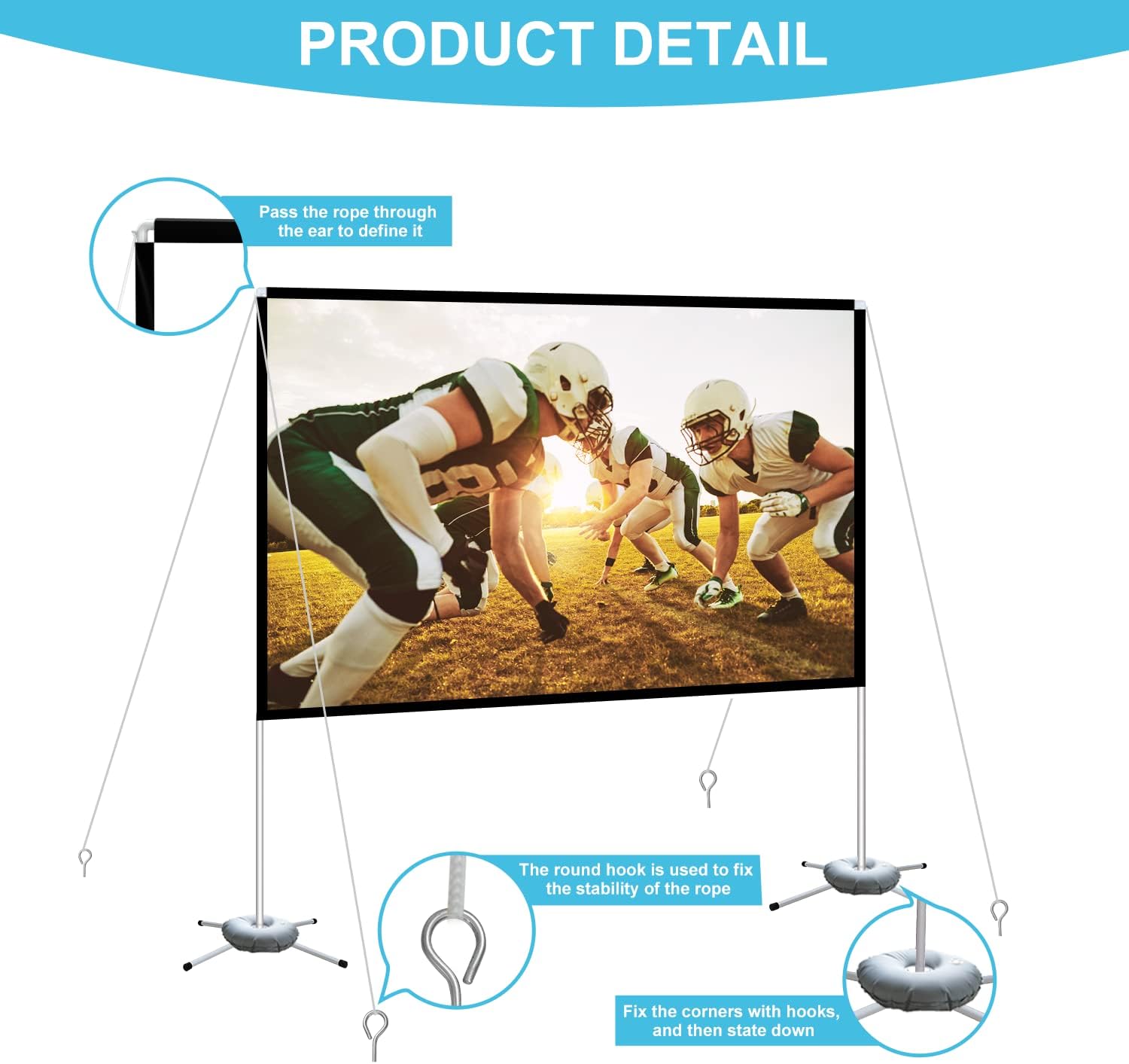 Buy Projector Screen with Stand, 100 inch Projector Screen 169