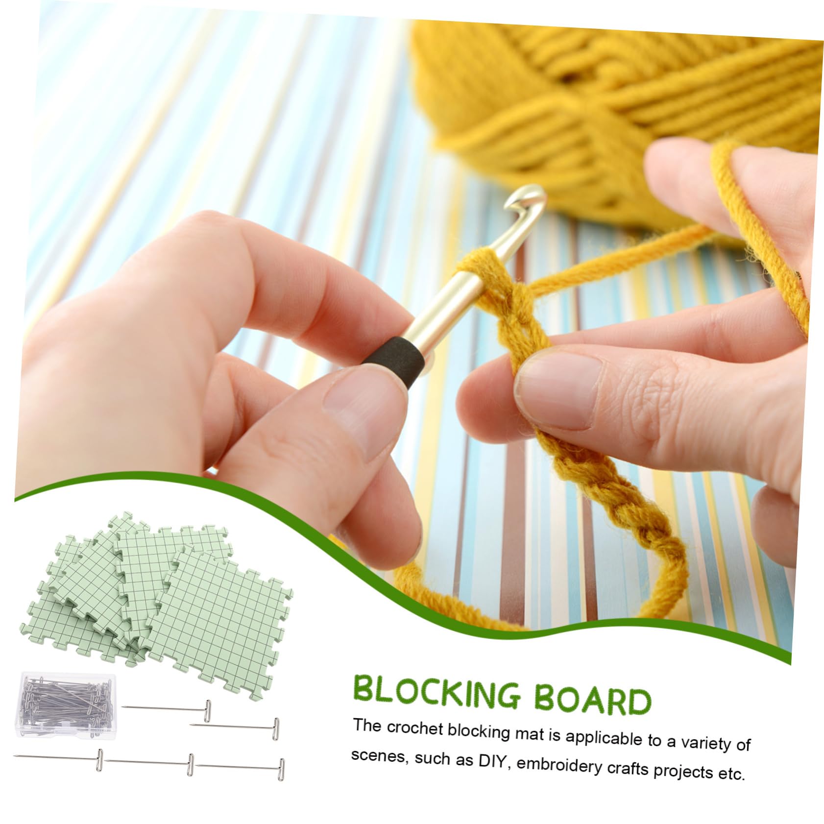 Sewroro Tablero Tabla de Bloqueo para Crochet con Pasador Forma de Almohadilla de Bloqueo de Espuma Portátil Tapete para Tejer para Proyectos de Ganchillo