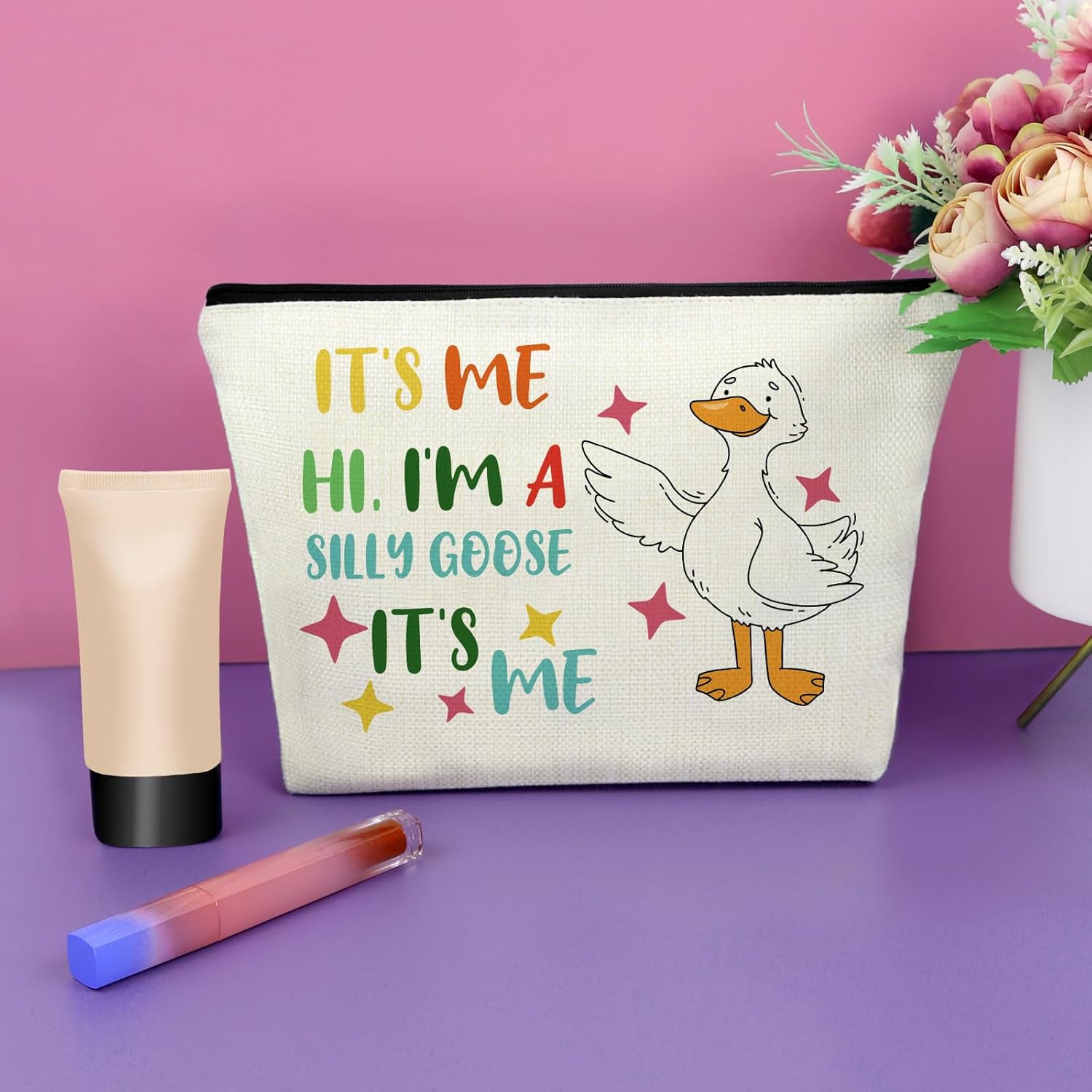 Sazuwu Silly Goose Gifts for Women Makeup Bag Goose Lover Gift Goose Themed Birthday Party Cosmetic Bag Animal Lovers Gift Ideas Toiletry Travel Pouch - Image 4