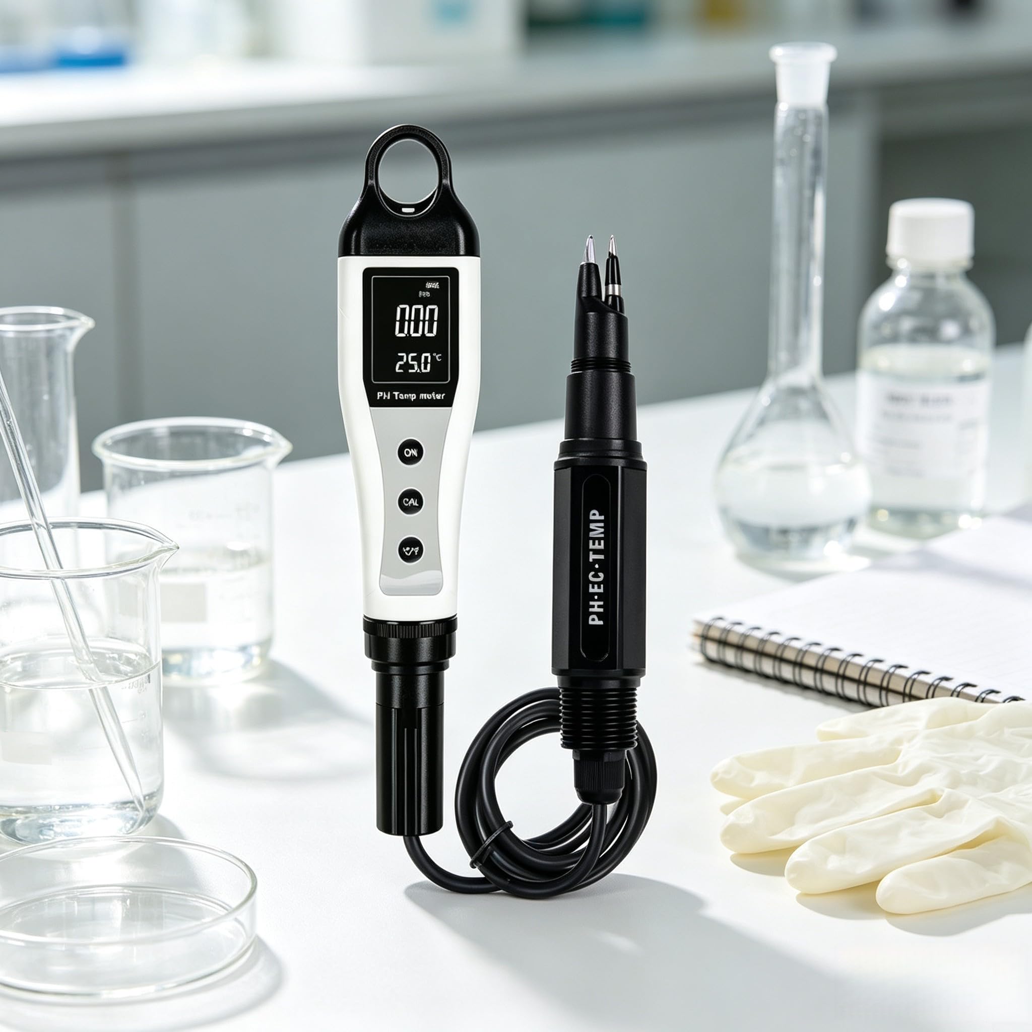 Tester di qualità dell'acqua 3 in 1 misuratore di temperatura pH penna digitale per acquario, piscina, laboratorio, idroponica, nero