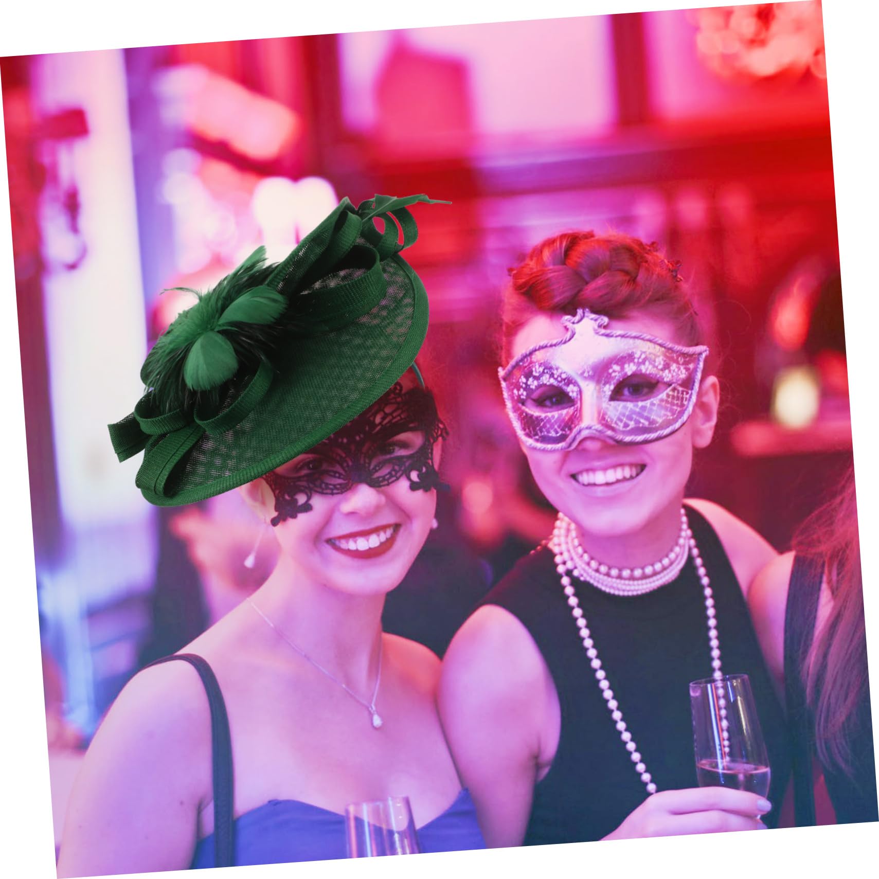 Fascinator Headband Verde, in Lino Artificiale, Poliestere e Piume | Clip per Chioma Inclusa, Stile Elegante e Moda, Leggero e Confortevole per Party e Feste di Compleanno