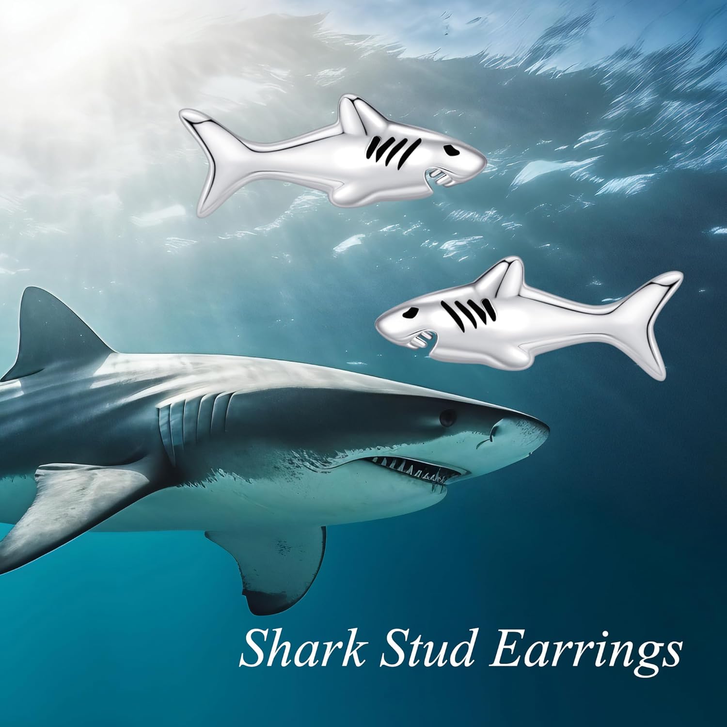 Shark Stud Earrings 925 Sterling Silver Animal Ocean Jewelry Gifts for Women Mom Shark Lovers - Image 5