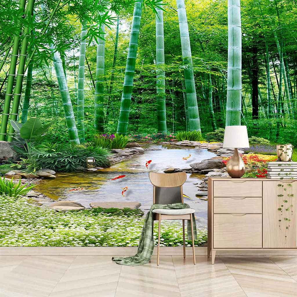 Poster paysage de forêt de bambou 3D pour décorer une chambre d'enfant