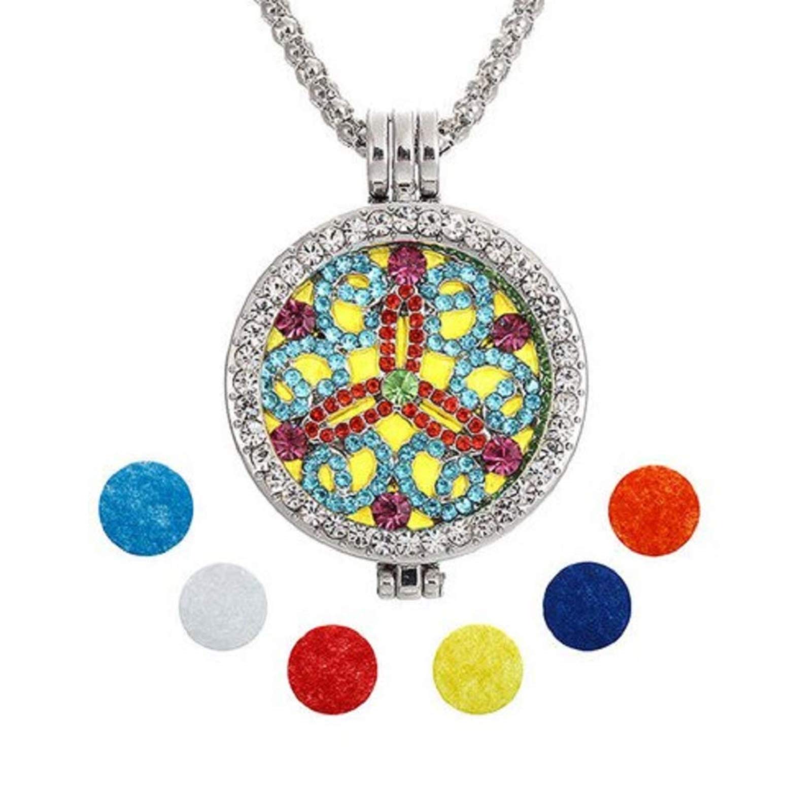 KIRALOVE Necklace for Woman - Diffuser - Aromatherapy - Opening - nekkar - Perfume - Aroma - Essential Oil - Christmas - Silver Color