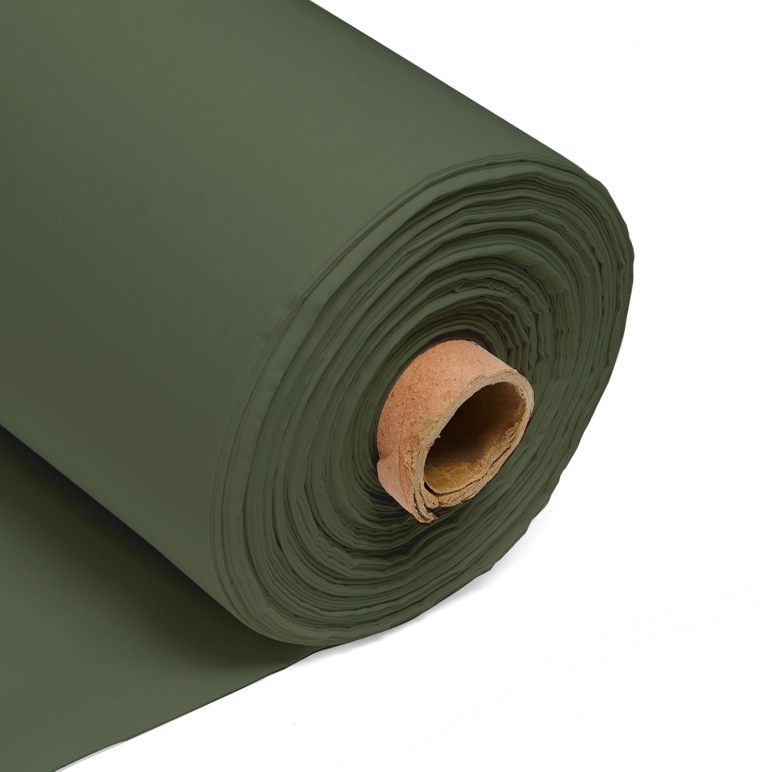 Olive 100% Cotton Plain Fabric – 60 Inch 150cm Wide 150GSM Material - Sewing, Dressmaking, Quilting, Curtain Linings, Pillowcases & Totes by Discount Fabrics LTD - Half Metre