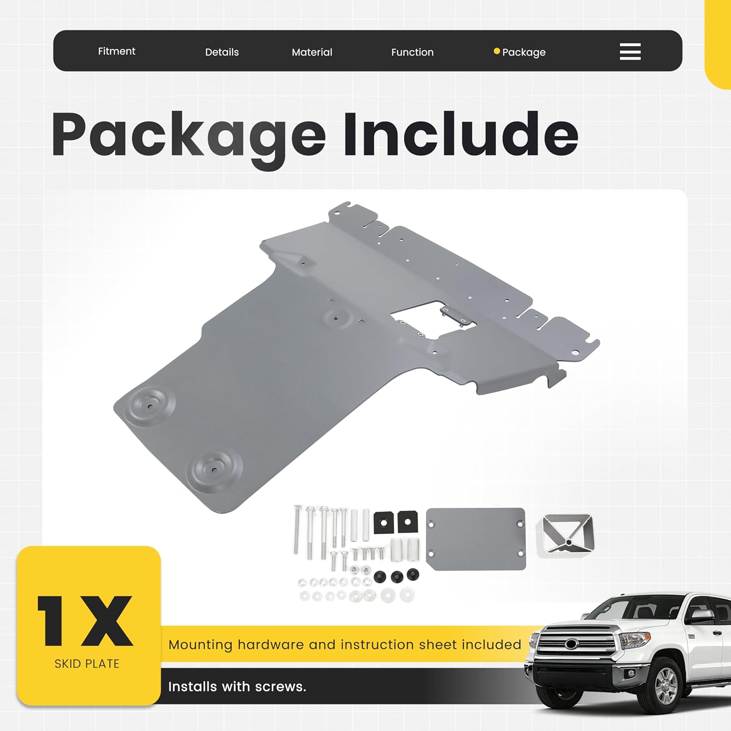 ALMULOO Skid Plate Compatible with 2014-2022 Toyota Tundra Sequoia Replacement for PTR6034190 Aluminum Powder Coated Gray