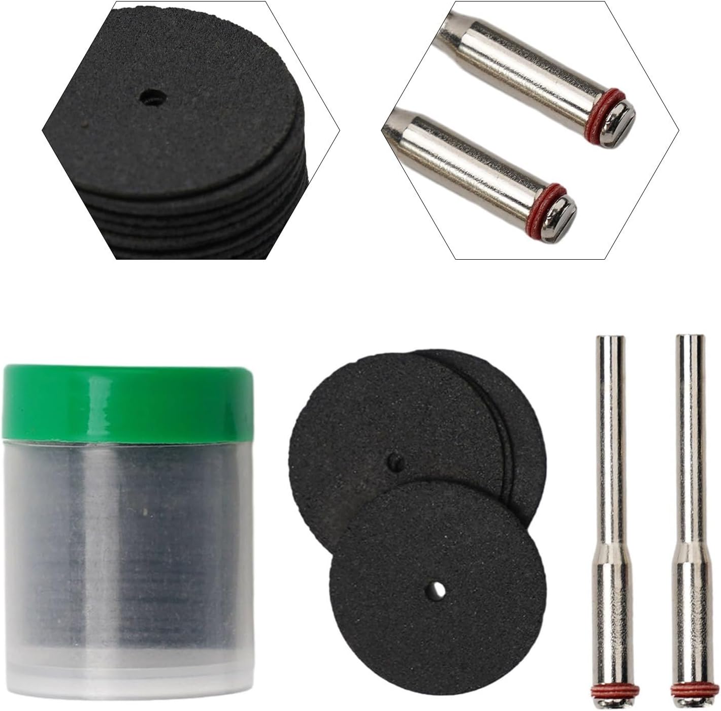 38Pcs 24mm Cutting Discs with 3mm Shank, Resin Grinding Wheels Rotary Tool, Circular Saw Wood Fiber, 2mm Hole