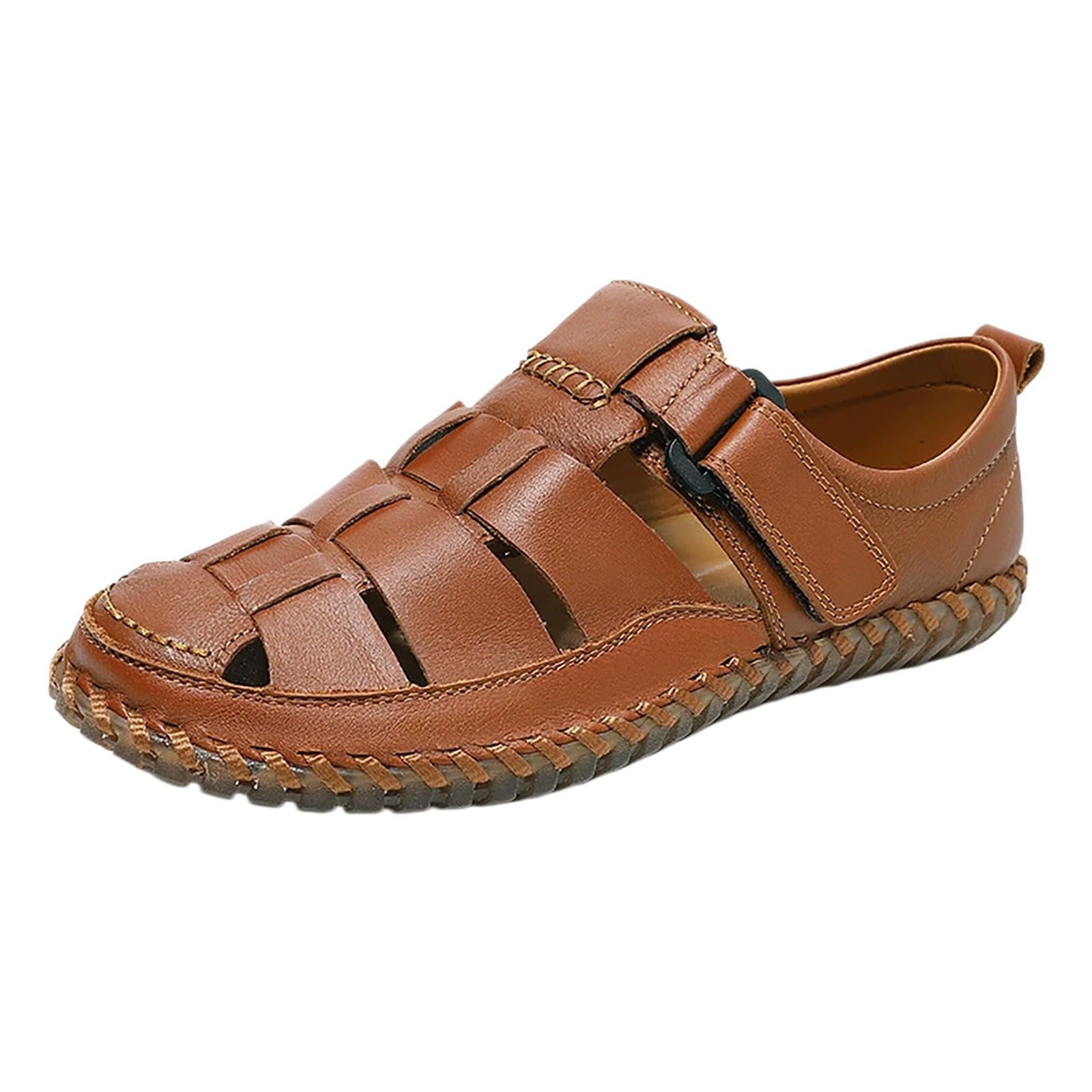 Scarpe Donna Eleganti estive Chiuse - Sandali Bassi Donna Color Cuoio | Bassi pianta larga Scarpe antiscivolo Leggeri e Comodi sandali slip on facili da mettere Sandalo casual da Esterno