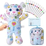DIY Coloring Plush Toy with Washable Markers, Scribble Pets Stuffed Animal, Doodle Dolls Art Toy for Boys and Girls Ages 3-8, Birthday Gift (Elephant)