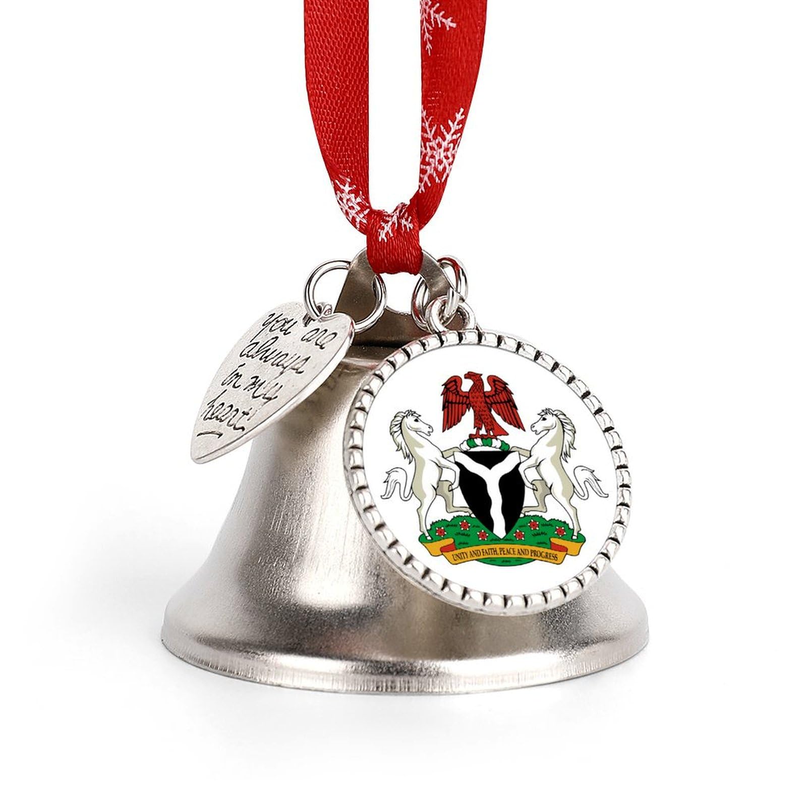 Coat of Arms of Nigeria Funny Christmas Bell Ornament Cute Xmas Tree Hanging Pendant Decoration for Holidays Party