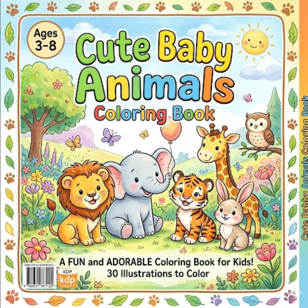 Adorable Baby Animals: Coloring Book