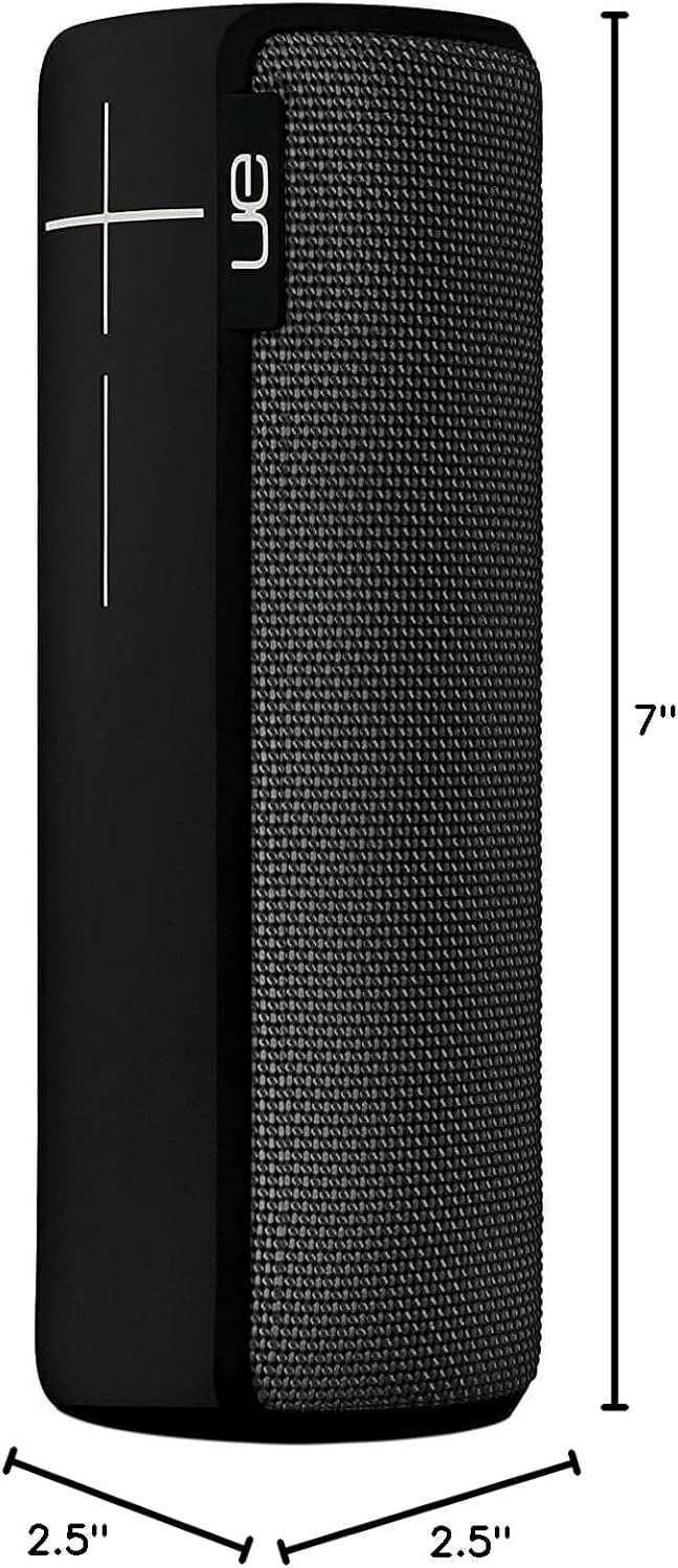 Dimensions of the Ultimate Ears BOOM 2 speaker, showing 2.5 inches width and 7 inches height.