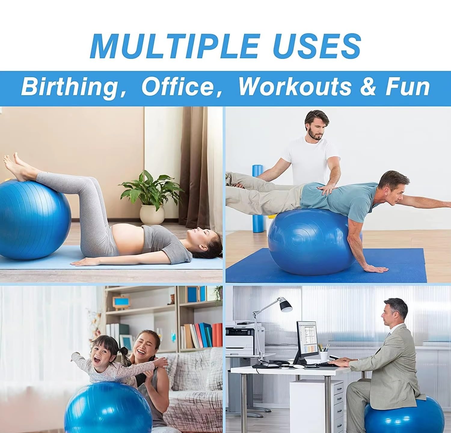 SJMR Swiss Gym Fitness Ball 65cm for Yoga Pilates & Pregnancy - Image 4