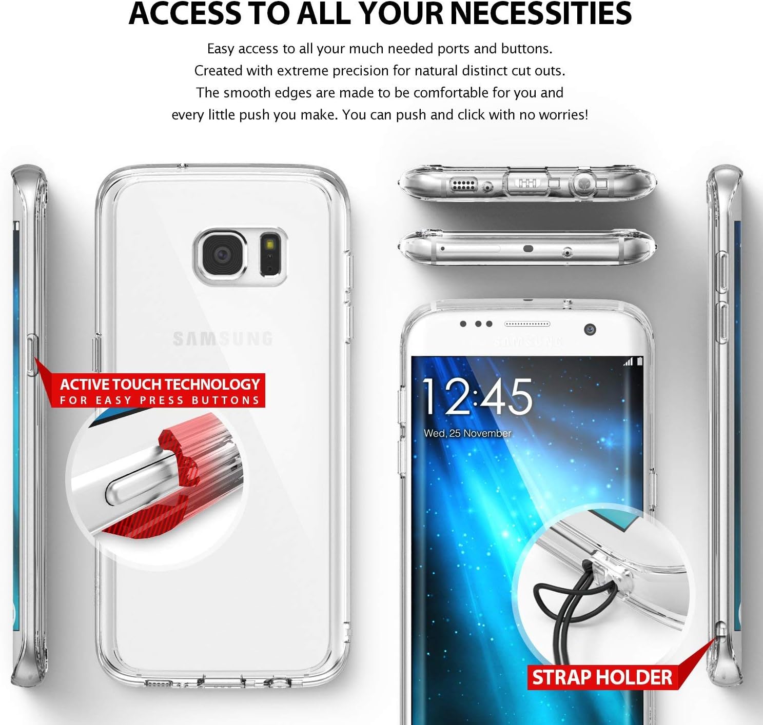 Ringke Fusion Compatible with Galaxy S7 Edge Case Brilliant Clear Minimal Hybrid Fortified PC Back TPU Bumper Impact Resistant, Shock Absorption for Galaxy S7 Edge - Rose Gold