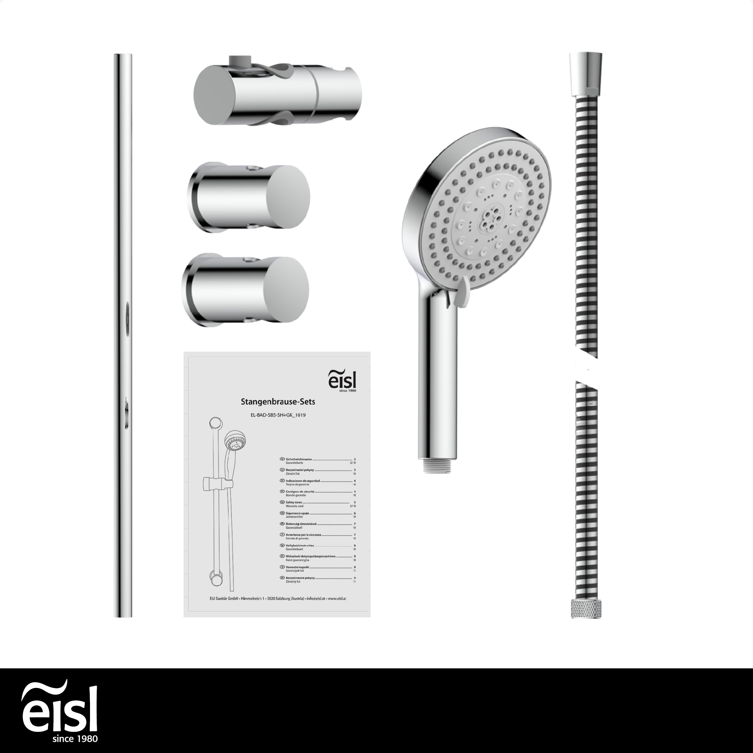EISL WELLY DX6051 Słuchawka Prysznicowa z 5-Stopniową Regulacją, Uszczelką Oszczędzającą Wodę, Uniwersalnym Przyłączem Węża, Chromowana