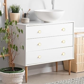 Antique White Round Drawer Knobs Kitchen Closet Door Knobs Drawer Pulls Closet Door Knobs (32mm, 4 Pack)