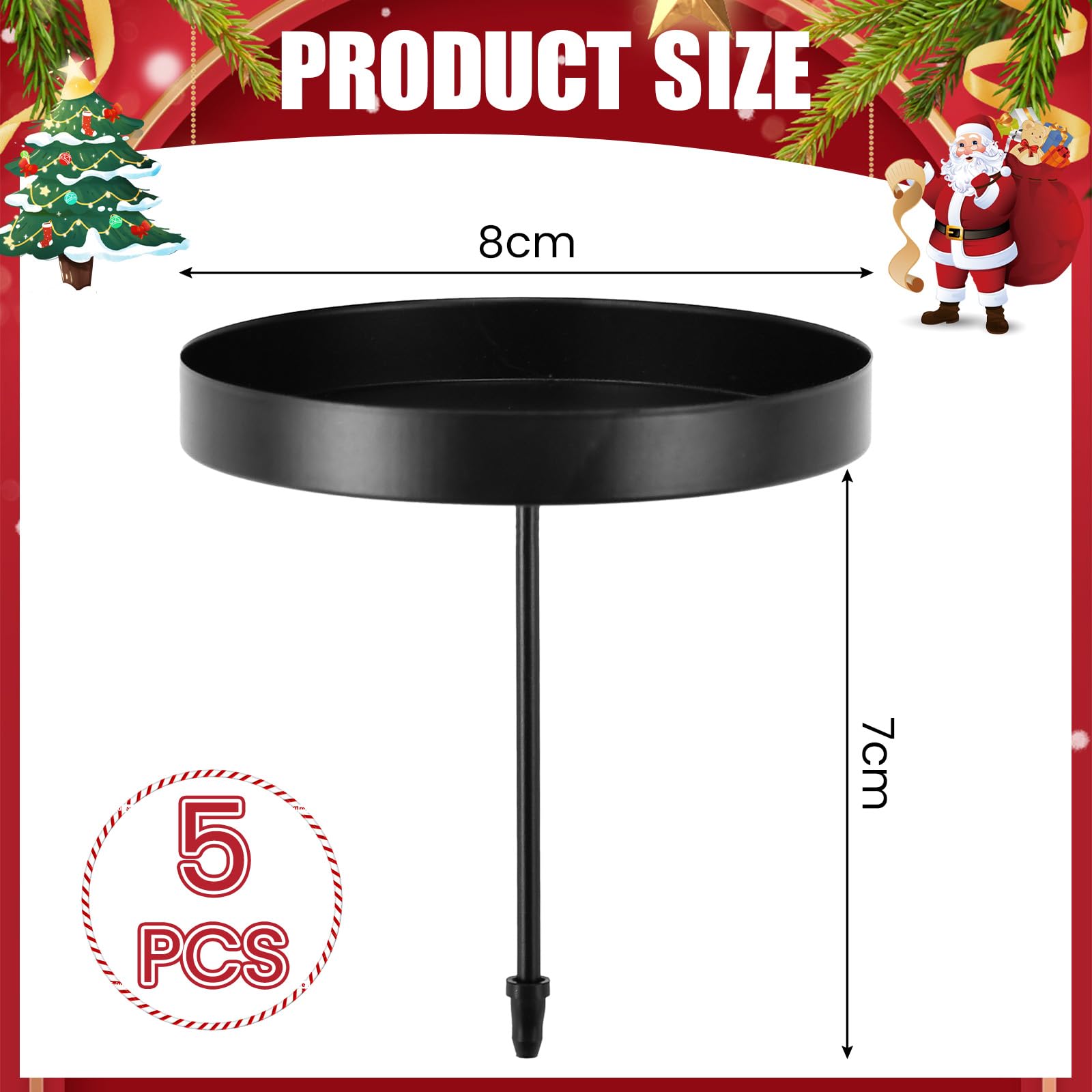 Lot De 8 Bougeoirs De Couronne En Métal Noir - Support à Bougie Avec Pic, Diamètre 8 Cm, Pour Décoration De Table Noël, Mariage Ou Fête