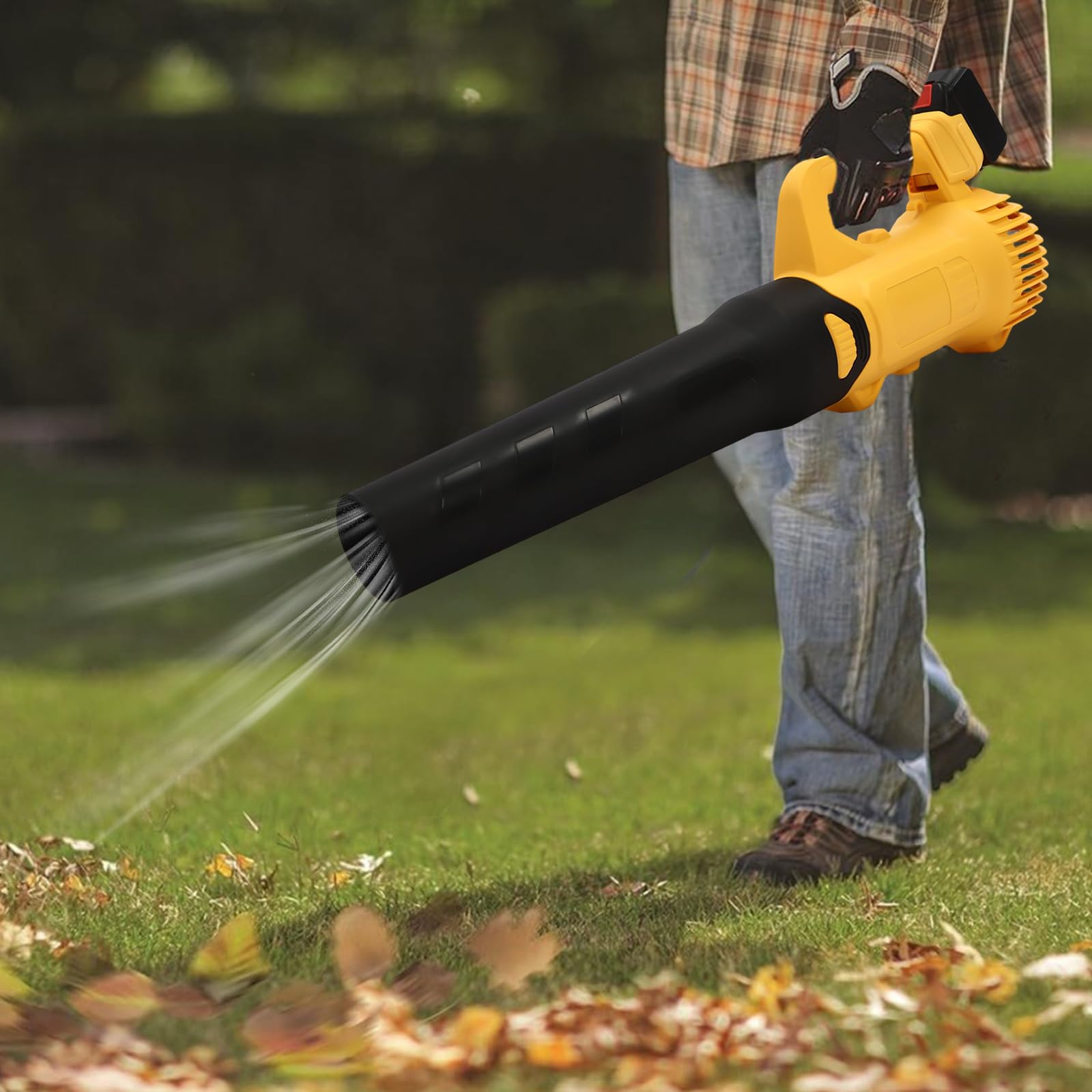 Soplador de hojas inalámbrico de 3000 W con manguera, paquetes de pilas, 2 marchas, soplador de hojas para barrido de plumas, limpieza de césped, arena
