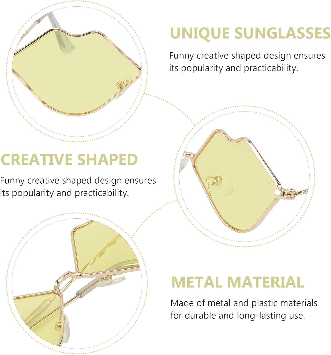 ibasenice Lip Shaped Sunglasses Women Fashionable Outdoor Travel Decorative Yellow Party Eyewear Beach Accessory